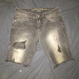 Black Distressed Denim American Eagle Jean Shorts